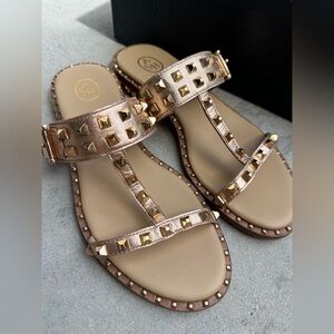ASH Metallic Studded Slide Sandals Size 8.5